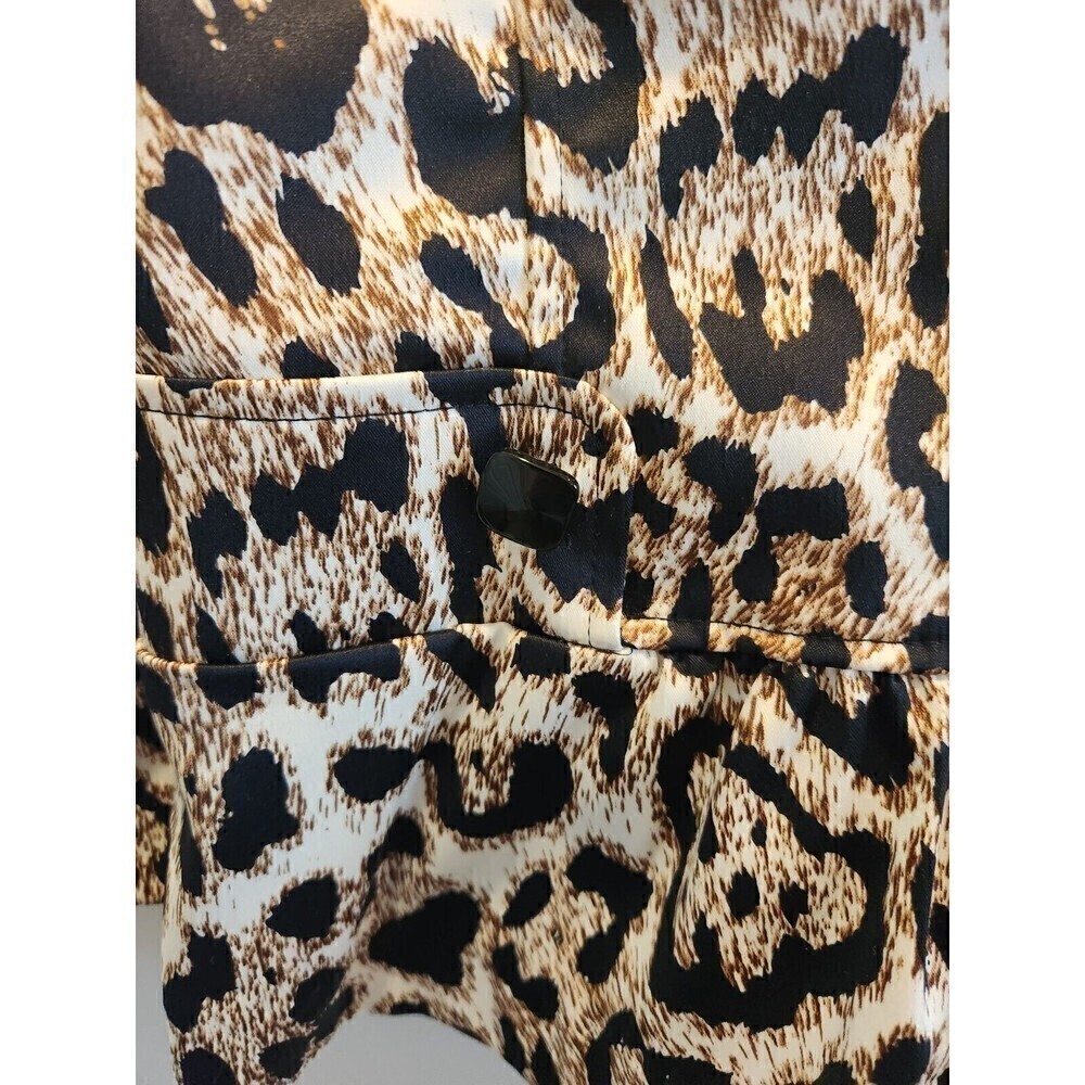 Clara Sun Woo Womens Jacket Animal Print Cropped Sz S Ruffle Sleeve Collared - Picture 6 of 14